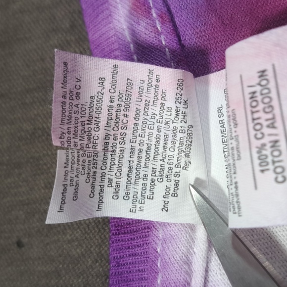 Handmade White with Various Purple Twisted Tie Dye Graphic Tee NWOT L - Picture 4 of 7